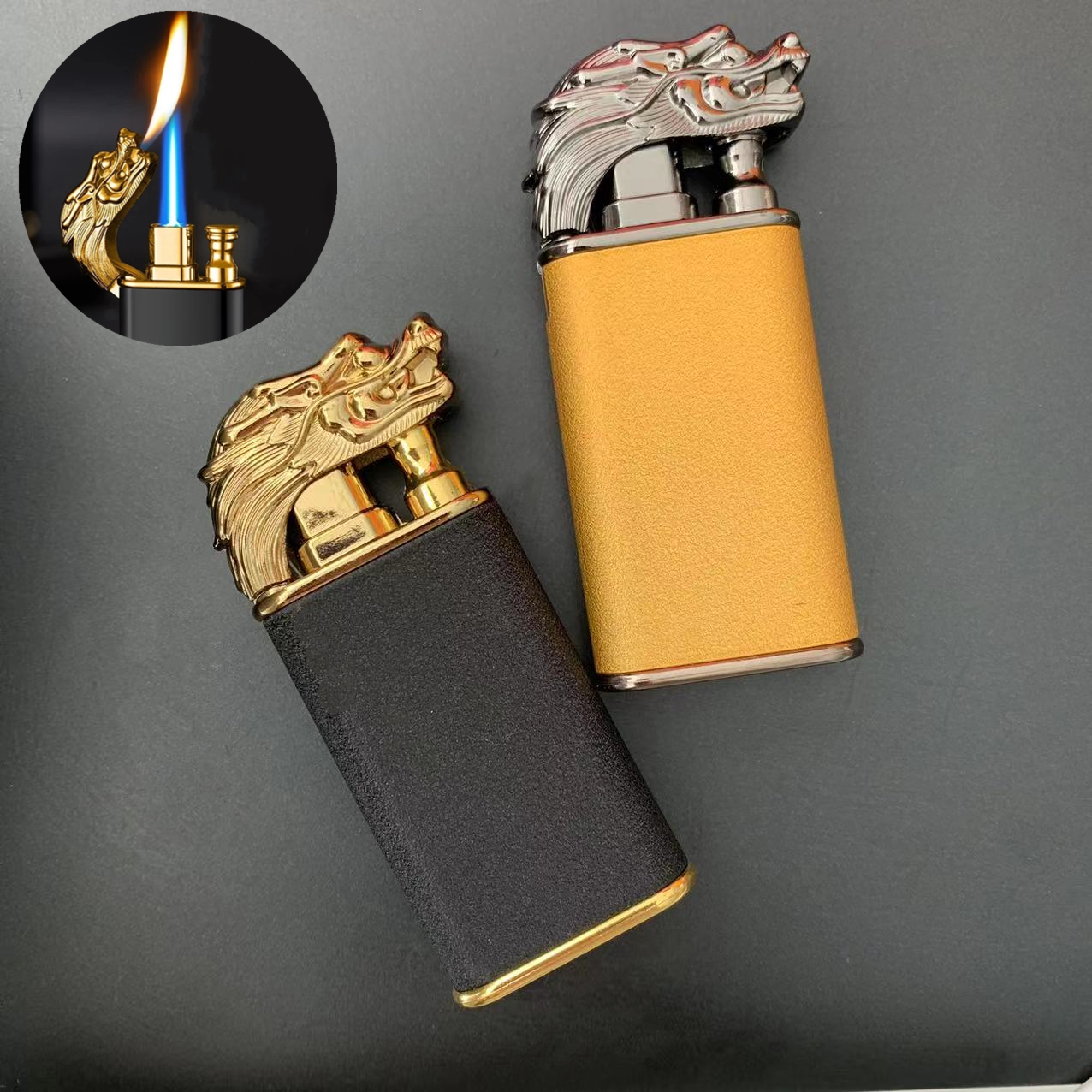 Creative Dragon Double Fire Lighter Jet Flame Open Fire Conversion Windproof Inflatable Lighter Novelty Men's Gift