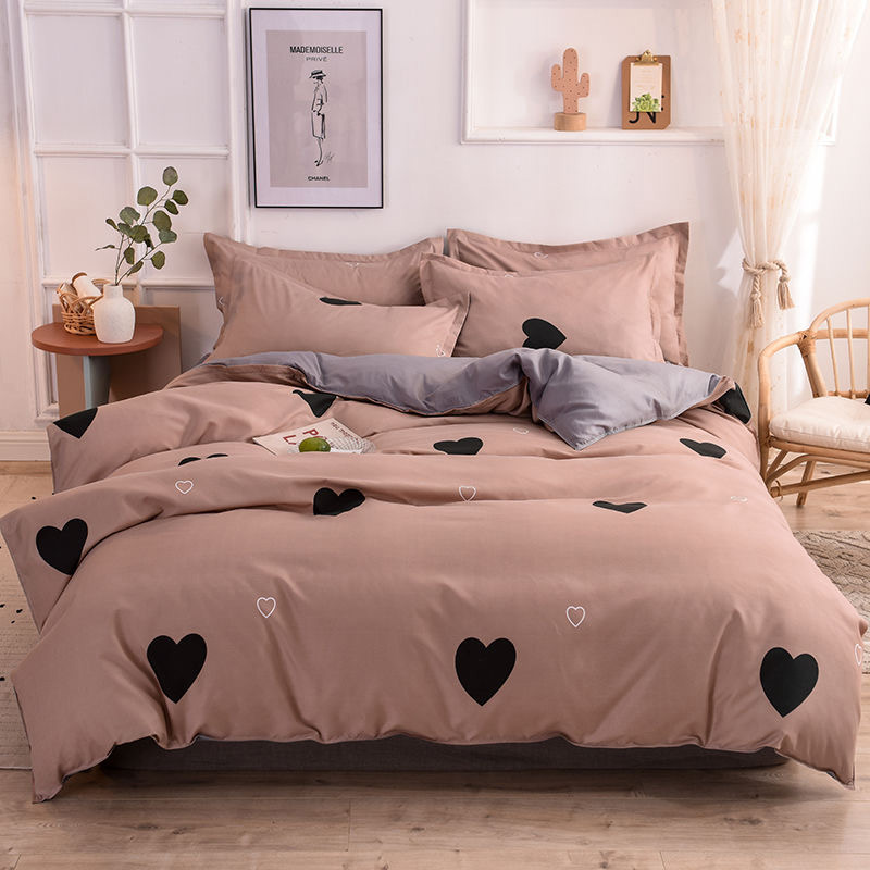 JUSTCHIC Cartoon Love Heart Print Duvet Cover Single Double Twin Queen Bedding Set Quilt Cover Bed Sheet Pillowcase 200x230cm