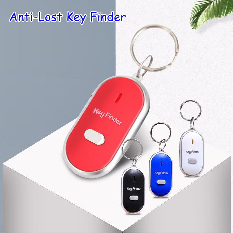 Mini Whistle Anti Lost KeyFinder Alarm Wallet Pet Tracker Smart Flashing Beeping Remote Locator Keychain Tracer Key Finder + LED