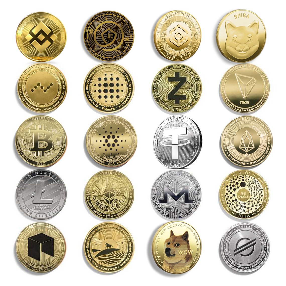 Bitcoin Crypto Dogecoin /Ethereum/Bitcoin/Litecoin/Ripple/Monero/EOS Coin Metal Gold Silver Cardano BTC Crypto CoinCollection
