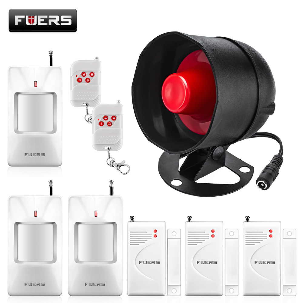 Fuers Alarm System Siren Speaker Loudly Sound Home Alarm System Wireless Detector Security Protection System for House Garage