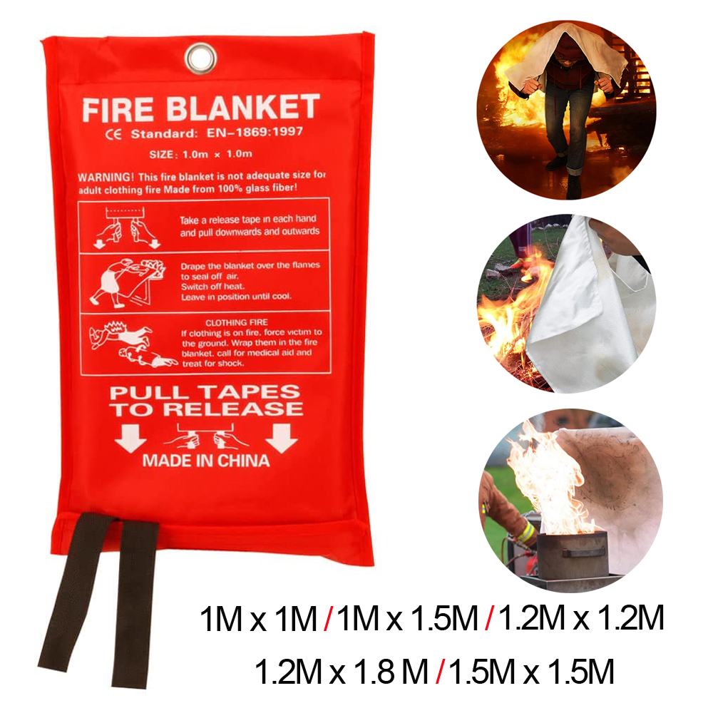 Fiberglass Fire Blanket for Emergency Surival Various Sizes Portable Safety Cover Fire Blanket Extinguisher for Kitchen Cars BBQ