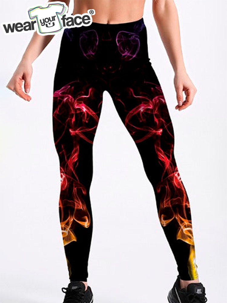 Skull Butterfly Smoke Gym Yoga Legging 3D All Over Print Sexy Casual Streetwear US Size Fitness Elastic Women Girl Clothing