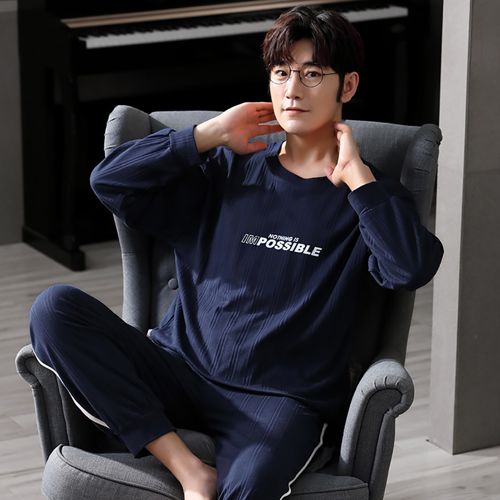 Spring Summer Male Long Sleeve Pajama Sets Casual Striped Lounge Set Comfortable Soft Sleepwear Pijama Plus Size Pajamas for Men