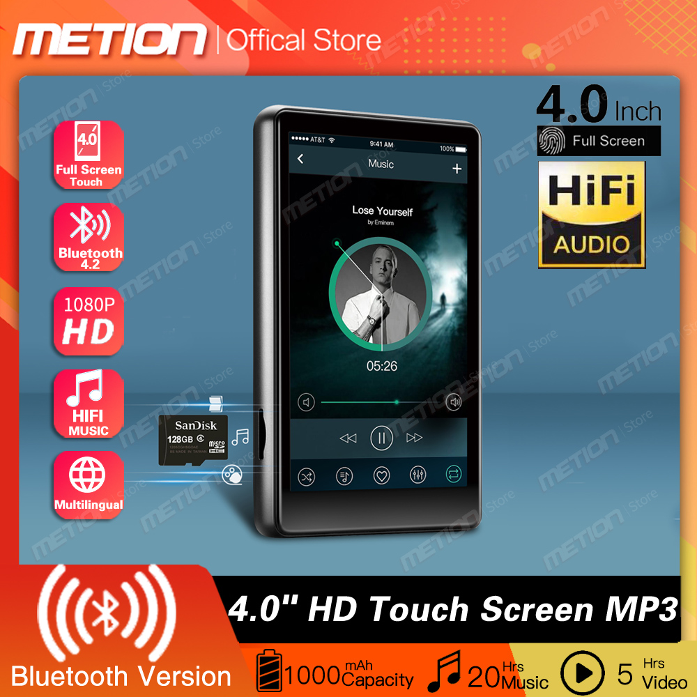  Bluetooth MP3 MP4 Player 4.0 "Touch Full Screen Built-in16GB Music Player FM/ recorder/ Video Media player for students