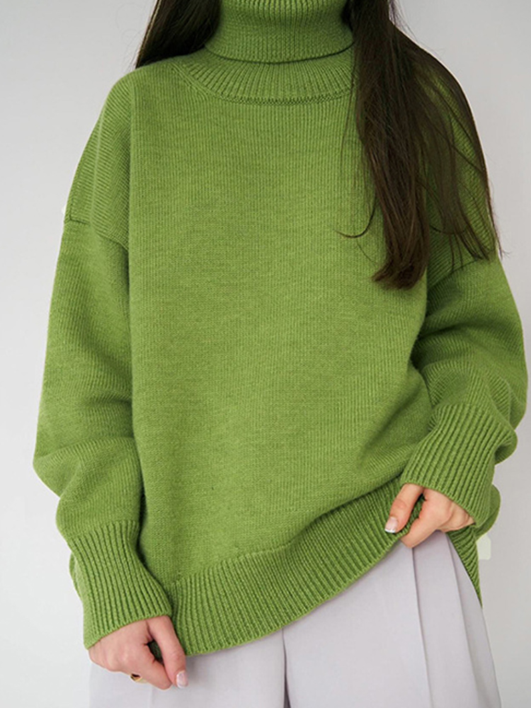  Winter Women's Turtleneck Sweater Causal Knitted Cashmere Warm Loose Daily Pullovers Female  Oversize Sweaters Women