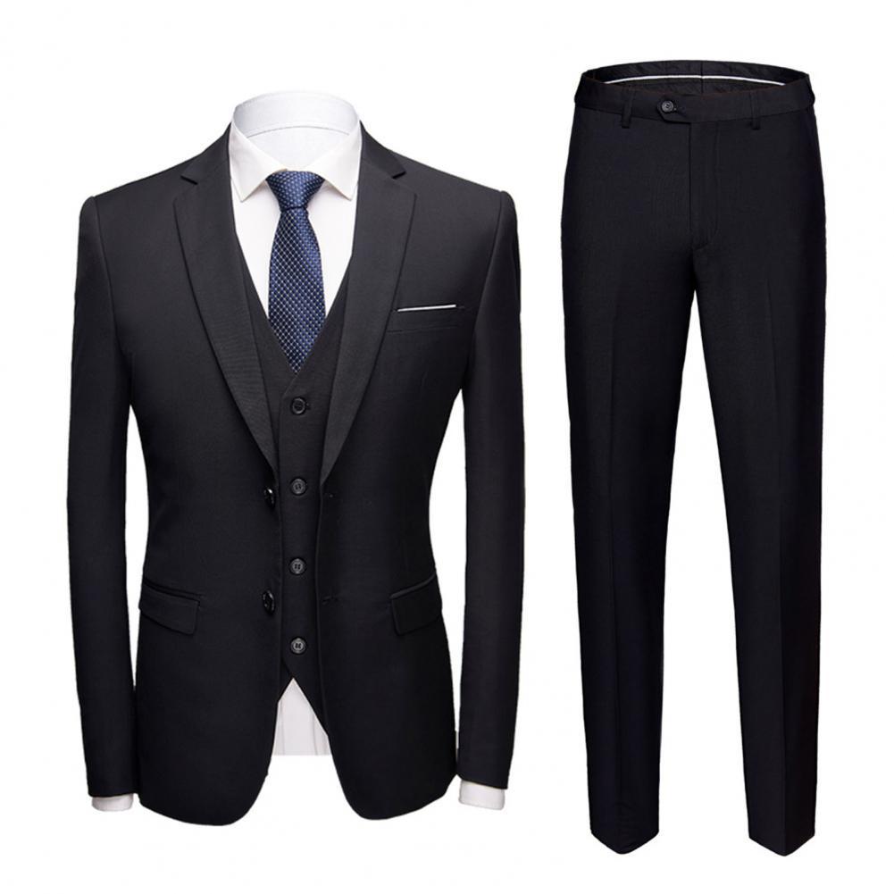 Business Suit 3 Piece Set ( Jacket + Vest + Pants ) Boutique Mens Business Suit Slim Straight Pants Suit Separates for Wedding