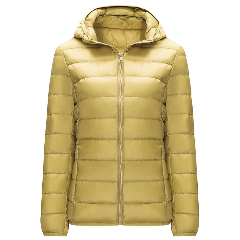 Autumn Women Ultralight Thin Down Jacket White Duck Down Hooded Jackets yellow Warm Winter Coat Parka Female Portable Outwear