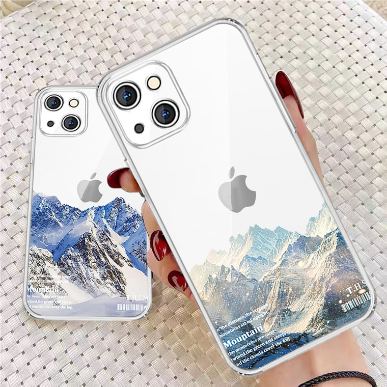 Couple INS Vintage Mountain Phone Case For iPhone 11 12 13 Pro MAX 8 7 6 Plus 13 12 Mini X XR XS MAX Lens Protective Funda Coque