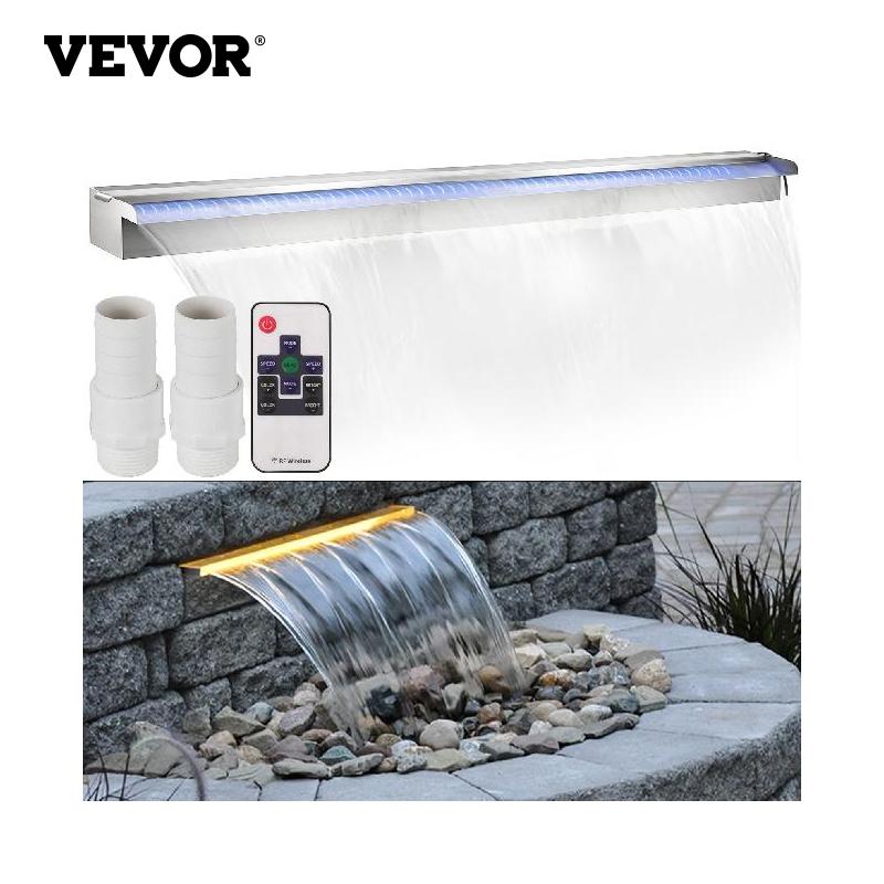 VEVOR 30-150CM Pool Fountain Waterfall With Light Water Pipe Acrylic Fountain Pond Garden Swimming Feature Decorative Fountain