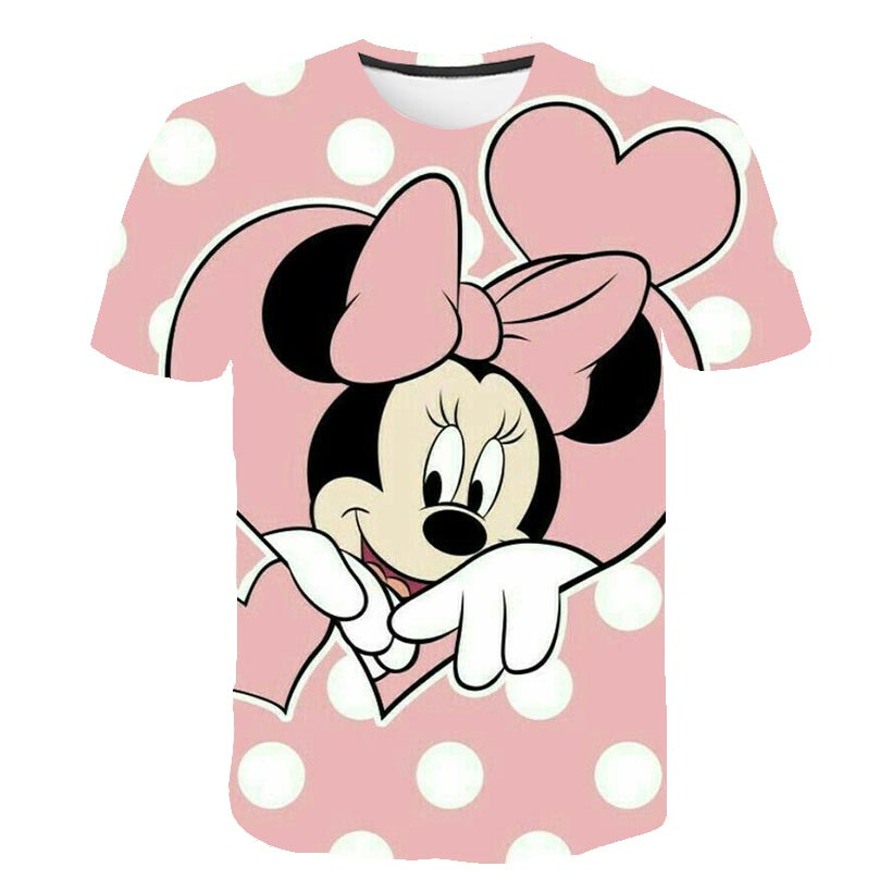 Mickey Mouse T Shirts Clothes Summer Disney T-Shirts Clothing Cartoons Kawaii  Anime Tees Tops Girls Tee Shirts 1-14Y