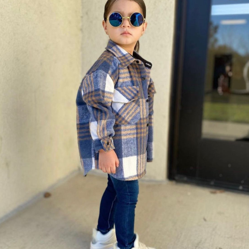  Baby Girl Boy Plaid Shirt Jacket Cotton Child Shirt Thick Wool Loose Outfit Winter Spring Fall Baby Casual Clothes 3-14Y