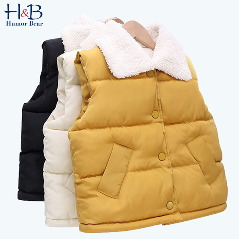 Humor Bear Children Vest  Autumn  Winter Sleeveless V-Neck Solid  Casual Vest Baby Velvet Warm Kids Coat