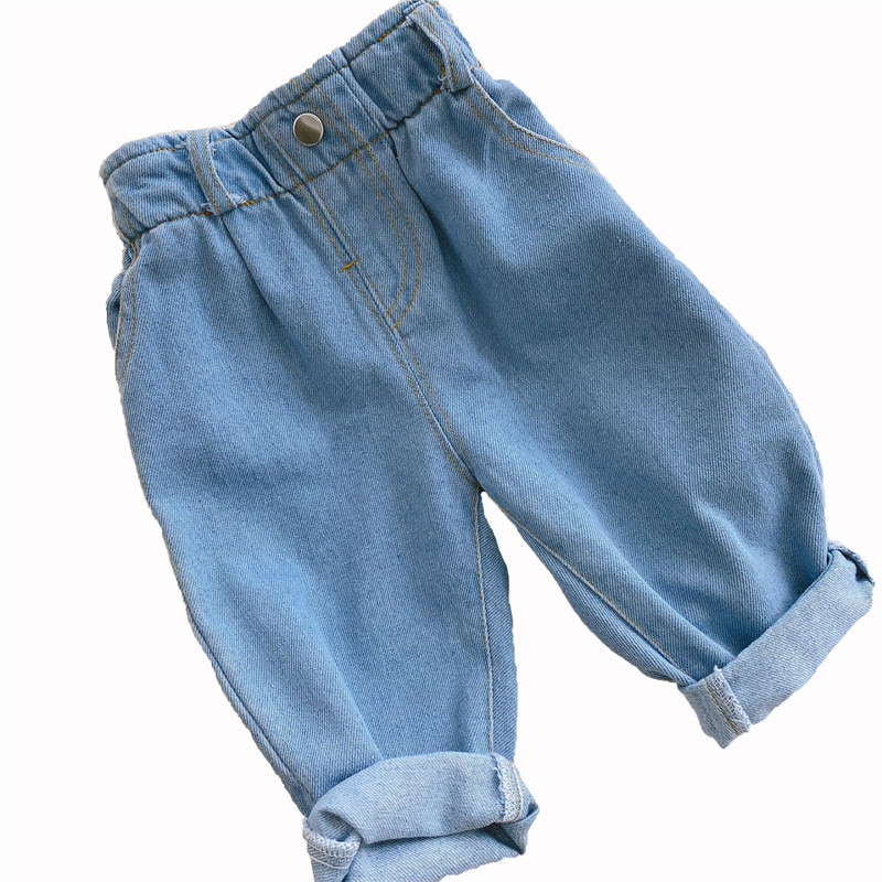  Autumn And Winter Jeans Baby Girl Clothes Baby Boy Clothes  High Waist Solid Color Warm Out Jeans Children's Clothing