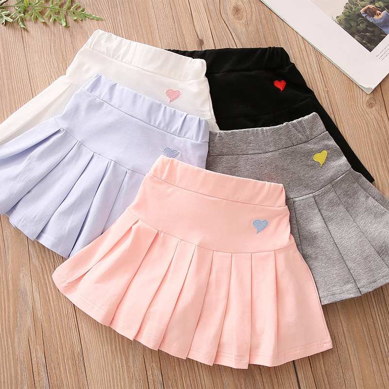 Girls Summer Pleated Skirt  3-12 Years Cotton School Children Clothing Dance Training For Lovey Baby Girls Skirt With Shorts