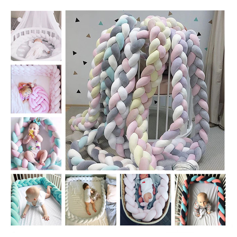 1.5M/2M Baby Bumper Bed Braid Knot Pillow Cushion Bumper for Infant Crib Protector Cot Bumper Room Decor Crib Bedding Set