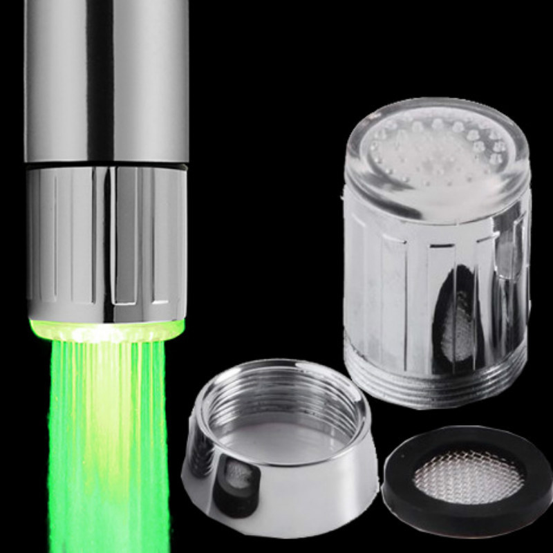 Colorful Changing Glow Nozzle Shower Head Water Tap Filter LED Light Water Faucet Water Stream Faucet Tap for Bathroom Kitchen
