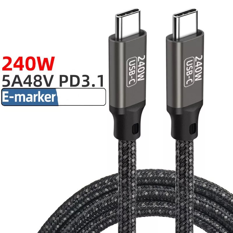 Cable Usb Type C 100W 240W Nylon Braided Fast Charging Data Line for Xiaomi Samsung Mobile Phones MacBook iPad Pro  Huawei