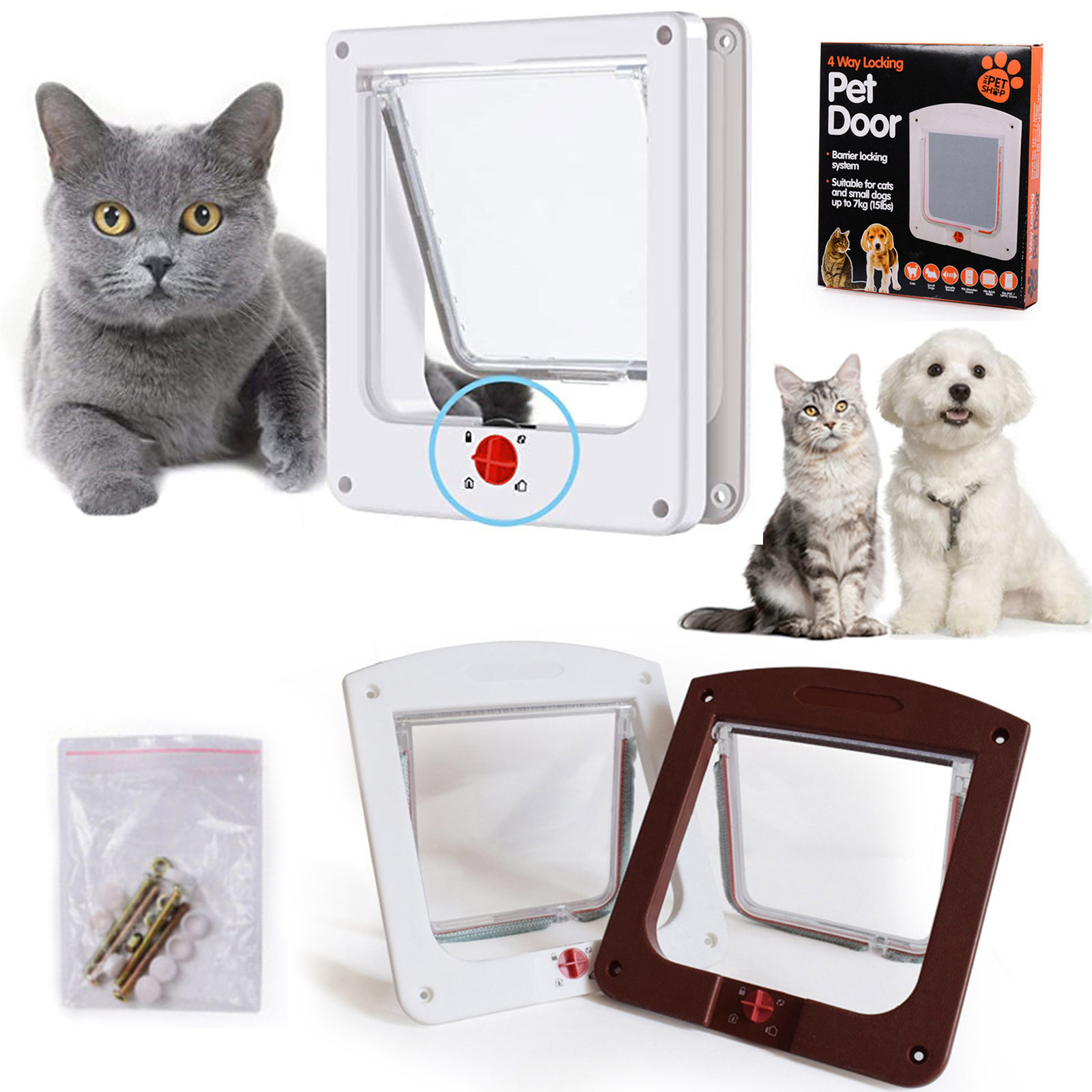   Wall Accesses Pet Doors Small Medium Large White Cat Dog Doors Designed For Freedom Independence Home decoration