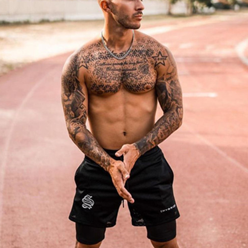  Joggers Shorts Men 2 in 1 sport shorts Gym Fitness Bodybuilding Workout Quick Dry Beach Male Summer Running shorts