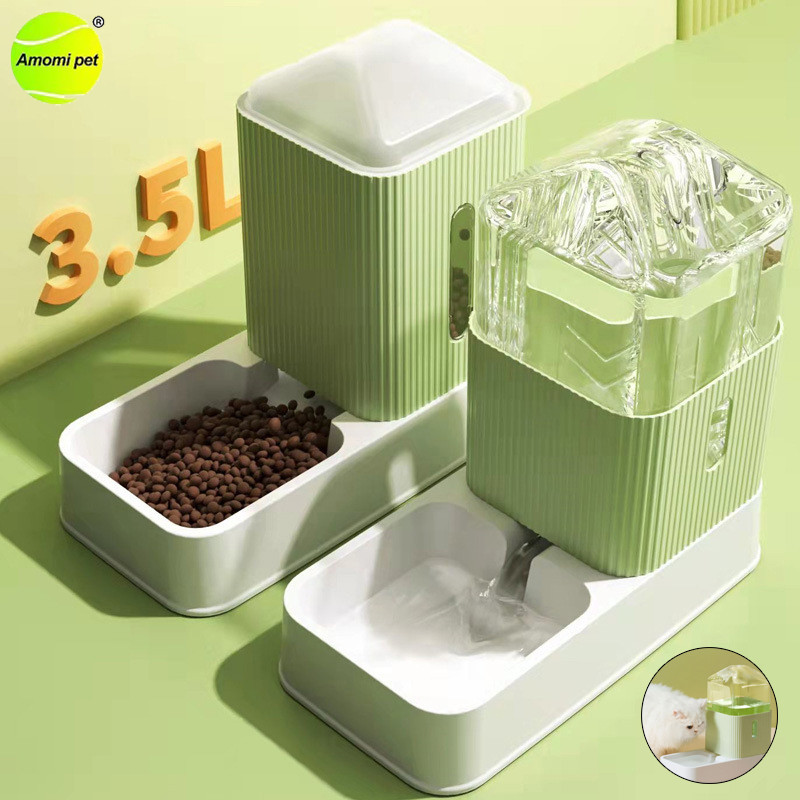 Pet Cat Automatic Feeder 3.5L Large Capacity Drinking Fountain Cat Pet Deeding Bowl Water Fountains for Cats Supplies