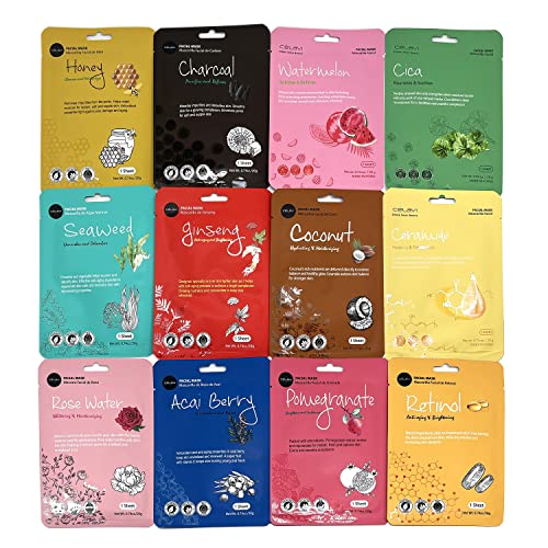 Celavi K-Beauty Skincare Essence Facial Face Mask Korea Skin Care Moisturizing B Set 12 Pack