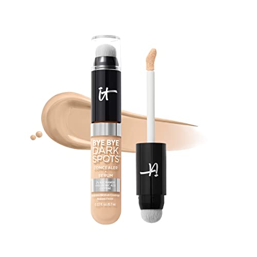 IT Cosmetics Bye Bye Dark Spots Concealer + Brightening Serum – 2% Niacinamide, Hyaluronic Acid & Caffeine - Medium Coverage, Natural Finish, All Skin Types - 0.22 fl oz