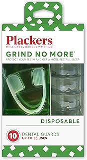 Plackers Grind No More Night Guard, Nighttime Protection for Teeth, Sleep Well, BPA Free, Ready to Wear, Disposable, One Size Fits All, 10 Count