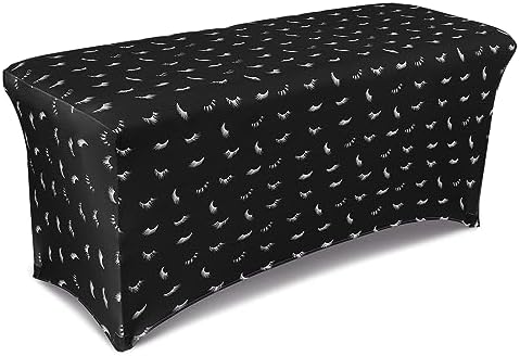 Lash Printed Fashion Lash Bed Cover Beauty Message Spa Tablecloth for 6 Foot Rectangle Tables for Spa Bed(Black)