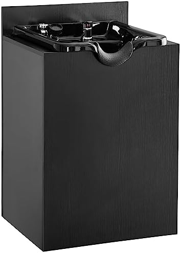 BarberPub Shampoo Backwash Sink Station with Shampoo Bowl, Spa Salon Beauty Equipment 6154-7134, Black