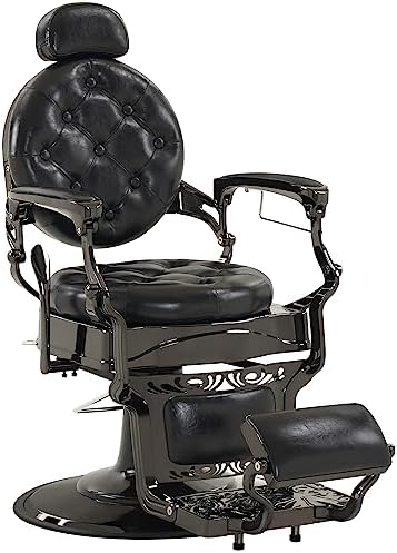 BarberPub Heavy Duty Metal Vintage Barber Chair All Purpose Hydraulic Recline Salon Beauty Spa Chair Styling Equipment 8914