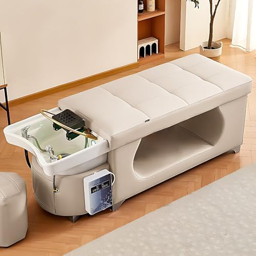 Massage Shampoo Bed - Head Spa Equipment with Ample Storage Space, Shampoo Bed Includes Textured Design,Massage Table for Beauty Salon(Water Cycle,Fumigation Set,Water Heater)