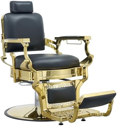 Vintage Barber Chair for Hair Stylist, Heavy Duty Barber Chair for Barbershop, Reclining Hair Salon Chair, Classic Tattoo Massage Beauty Spa Salon Equipment