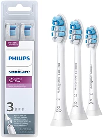 Philips Sonicare G2 Optimal Gum Care Brush Heads, Genuine Replacement Toothbrush Heads, White, 3 Pack, HX9033/65