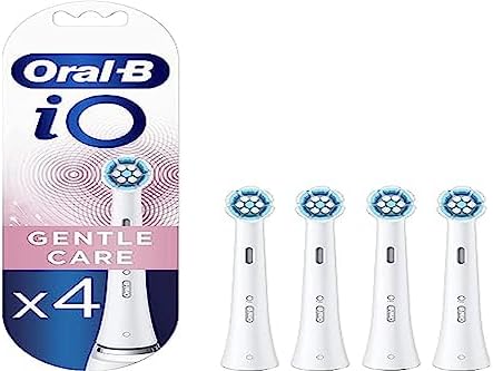 Oral-B iO Gentle Care Electric Toothbrush Head, Twisted & Angled Bristles for Deeper Plaque Removal, Pack of 4 Toothbrush Heads, Suitable for Mailbox, White