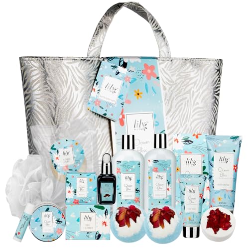 Spa Gift Baskets Set for Women Spa Gift 18 Pcs Lavender Bath and Body Gift Baskets for Women Spa Kit Gifts Set for Christmas Birthday Gifts for Women Spa Bath Gift Set for Mothers Day