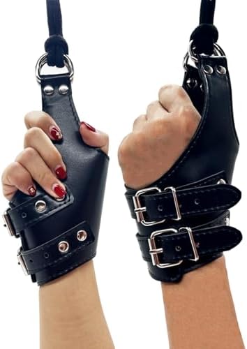 Leather Handcuffs Hand Wrist Bondage Collection Gear Accessories Restraint for Bed Restraints Adjustable Handcuff Straps BDSM Tools Fetish Erotic Slave Adult Sex Toy Game for Women Men Couple Cosplay