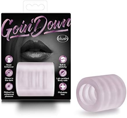 Blush Novelties X5 Men Goin Down BJ Stroker - Oral Sex Enhancing Masturbator Ribbed Male Stroker - Glows in The Dark - Use Solo Or with Partner - Ultra Soft Made from X5 Plus - Men and Couples - Pink