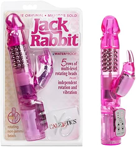 CalExotics Waterproof Jack Rabbit – Rabbit Vibrator With Rotating Shaft – Vibe Sex Toys for Couples – Adult Clitoral & G Spot Massager – Pink