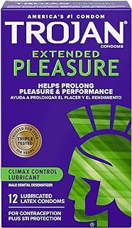 Trojan Extended Pleasure Climax Control Lubricated Premium Latex Condoms 12.0 ea. (Quantity of 3)
