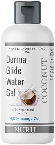 Nuru Massage Therapy Gel for Date Night Kissable Water Based Oil Free Non-Staining Non-Sticky Super Gliding All Natural (Coconut)