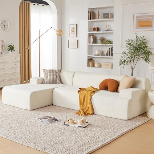 107” Chenille Modular Sectional Sofa, Modern Couch Sponge Sectional Sofa Couch for Living Room, High Density Sponges Cloud Couch Sectional, L-Shape Couches for Living Room, Beige
