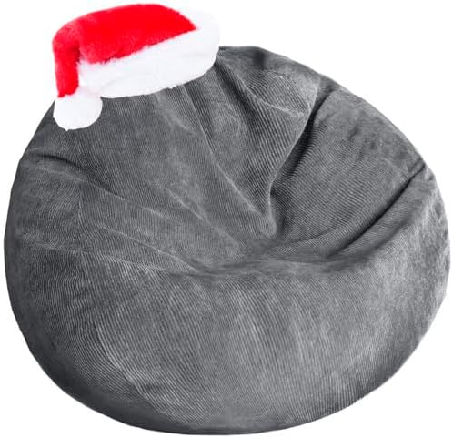 Kisoy Stuffed Animal Storage Bean Bag Chair Cover (No Filler) Washable Ultra Soft Corduroy Bean Bag Cover for Organizing Plush Toys or Textile, Sack Bean Bag for Adults, Teens