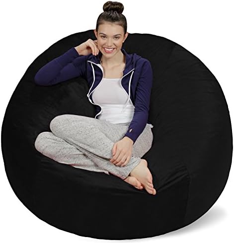 Sofa Sack Bean Bag Chair - Plush, Ultra Soft - Memory Foam Bean Bag Chair with Microsuede Cover - Stuffed Foam Filled Furniture and Accessories for Dorm Room 5 Feet - Black