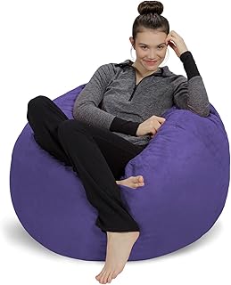 Sofa Sack Bean Bag Chair - Plush, Ultra Soft - Memory Foam Bean Bag Chair with Microsuede Cover - Stuffed Foam Filled Furniture and Accessories for Dorm Room 3 Feet - Purple