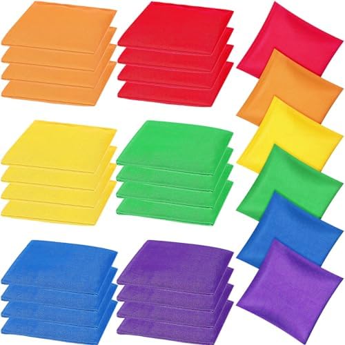 Shappy 24 Pcs Bean Bags for Tossing Bean Bags for Cornhole Game 6" x 6" Corn Hole Bean Bags Tossing Game Bean Bags for Family Party Throwing Game (Bright Colors,Classic)