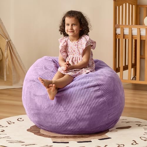 Bean Bag Chairs Teardrop Bean Bag Chair Beanbag Chair with Memory Foam Filled Machine Washable Cover for Living Room, Bedroom (Small,Purple)
