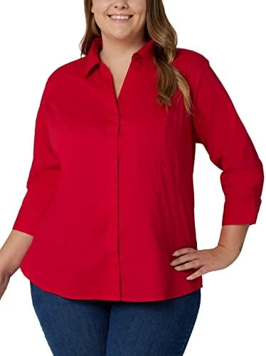 Riders by Lee Indigo Women's Plus Size Easy Care quarter Sleeve Woven Shirt