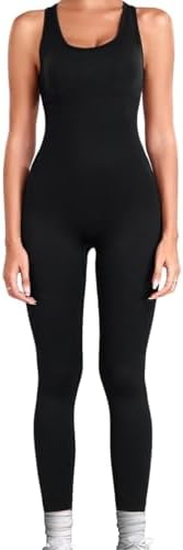 Women Yoga Ribbed Jumpsuits Seamless Tank Tops Rompers Sleeveless One Piece Workout Bodysuit