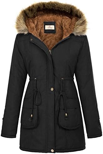 GRACE KARIN Women's Winter Coats Fleece Parkas Anoraks Hooded Military Jacket Coats